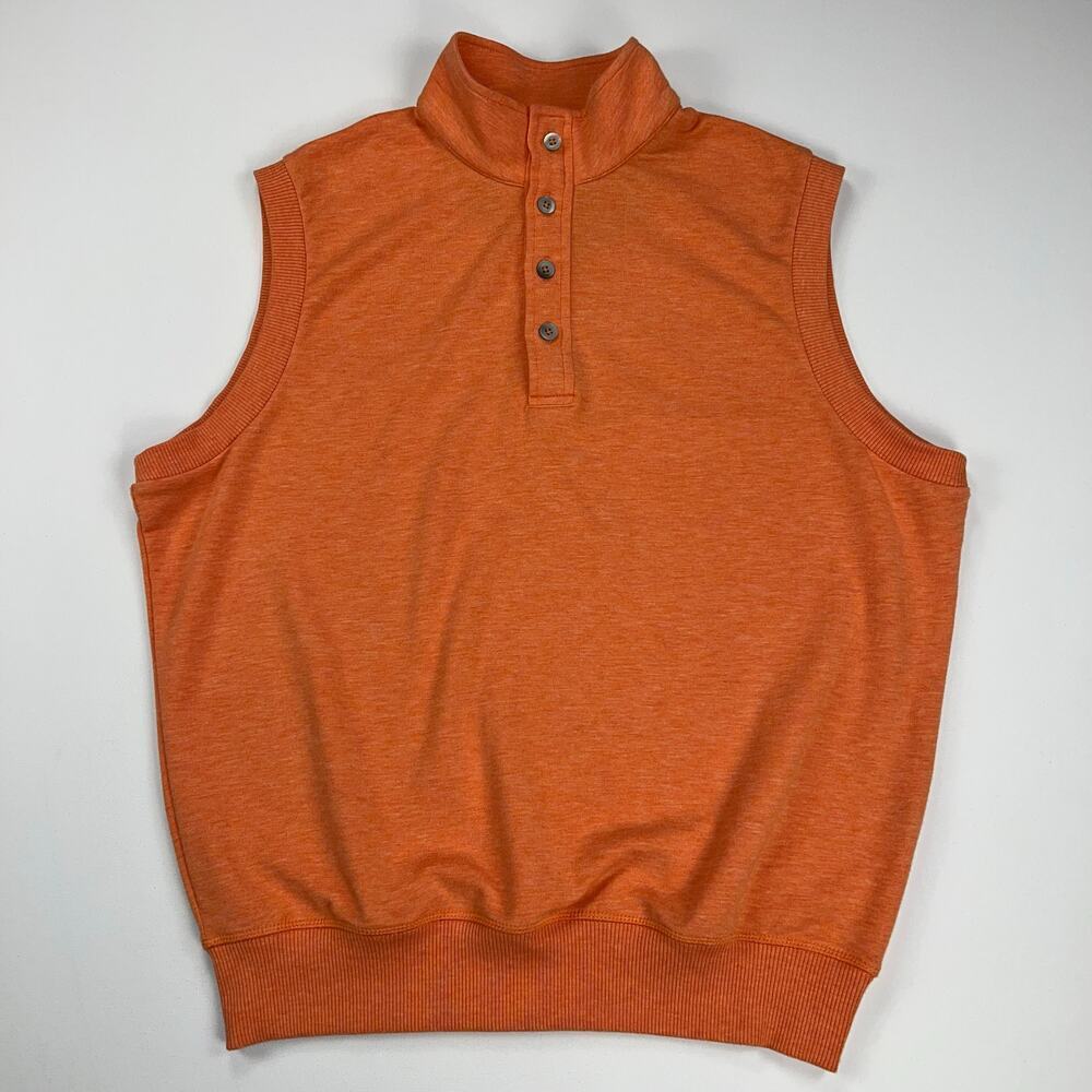 Fairway & Greene F&G Tech French Terry Golf Vest Orange Mock Neck Size S